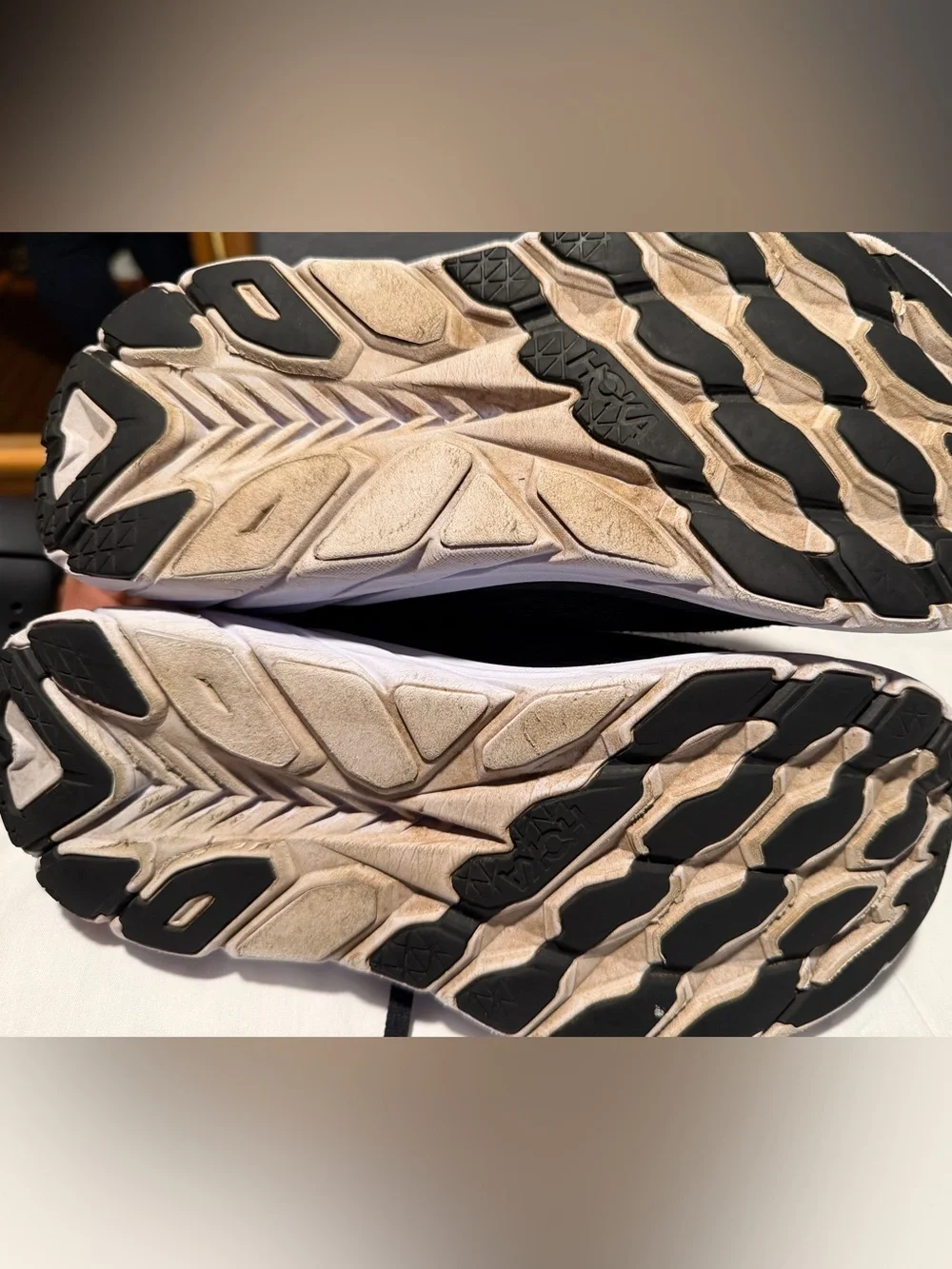 Hoka one clifton 8 women Black and White Athletic Running Shoes size 6.5B